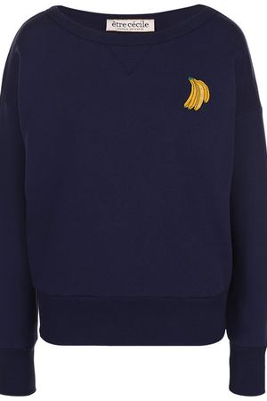 Хлопковый пуловер с круглым вырезом и контрастной отделкой Etre Cecile Etre Cecile BANANA-VTS-BD 330G C0TT0N FLEECE
