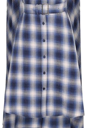 Хлопковая блуза асимметричного кроя с поясом Mm6 MM6 Maison Margiela S32CT0887/S48026