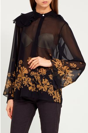 Черная блузка с цветами Chapurin 77869013
