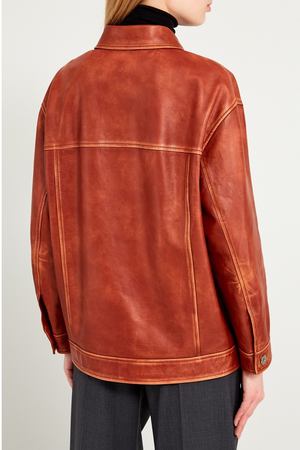 Куртка из потертой кожи Prada 4084580 купить с доставкой