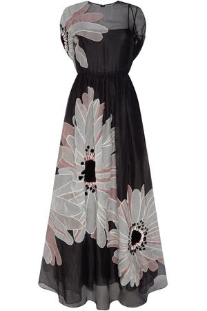 Черное шелковое платье с цветами Margherita Valentino 210106796 вариант 2