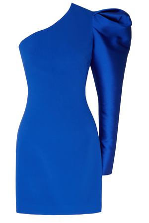 Синее платье с рукавом буф David Koma 286109285