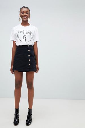 Асимметричная юбка с пуговицами New Look - Черный New Look 65316