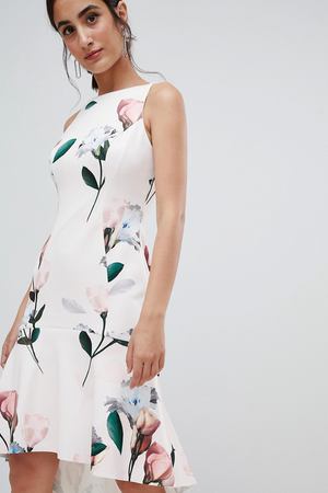 Короткое приталенное платье с цветочным принтом Coast Campbell - Белый Coast 94460