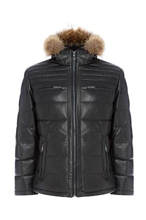 Кожаная куртка с отделкой мехом енота Jorg Weber 9057 купить с доставкой