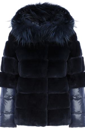 Комбинированная шуба из меха кролика Virtuale Fur Collection 10004
