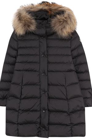 Пуховое пальто на молнии с капюшоном и меховой отделкой Moncler Enfant Moncler D2-954-49392-25-54155/4-6A вариант 2