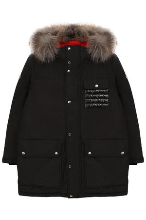 Пуховая куртка с меховой отделкой Moncler Enfant Moncler D2-954-42349-25-57244/12-14A купить с доставкой