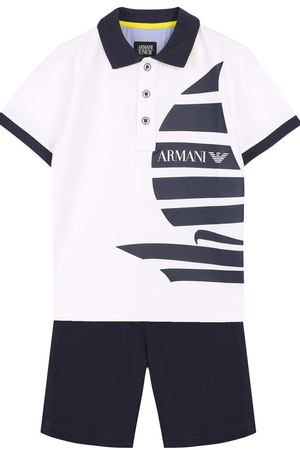 Хлопковый комплект из футболки и шорт Armani Junior Armani Junior  3Z4V04/4NFVZ/4A-10A купить с доставкой