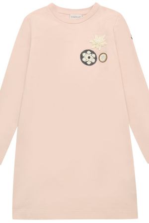 Мини-платье из эластичного хлопка с нашивками Moncler Enfant Moncler C2-954-85687-05-80996/12-14A купить с доставкой