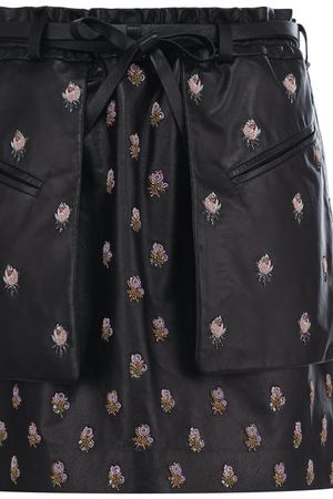 Кожаная мини-юбка с карманами и принтом Valentino Valentino PB0NIA4Q/1YM