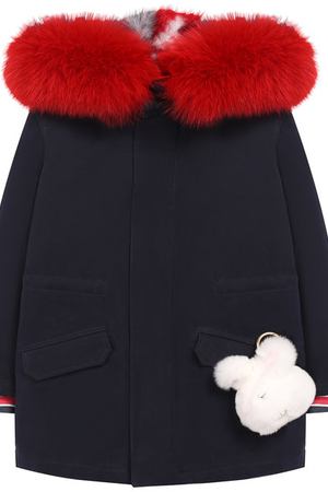 Хлопковая парка с подстежкой и меховой отделкой Yves Salomon Enfant Yves Salomon 9WEM033LGR83X/4-6