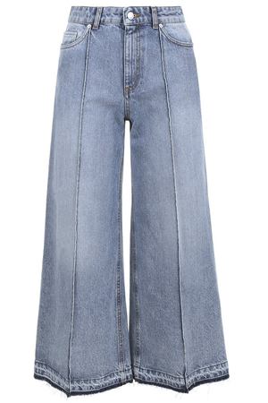 Укороченные расклешенные джинсы с потертостями Alexander McQueen Alexander McQueen 484007/QJM02