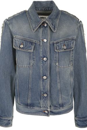 Джинсовая куртка прямого кроя с потертостями Mm6 MM6 Maison Margiela S52AM0065/S30589 вариант 2 купить с доставкой
