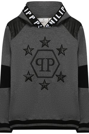 Хлопковое худи с отделкой Philipp Plein Philipp Plein A18C BJB0127 PJ0002N/12-16 купить с доставкой