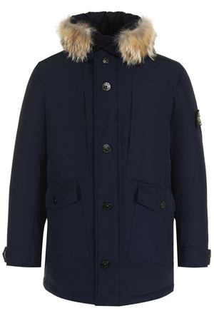 Пуховая парка на молнии с меховой отделкой воротника Stone Island Stone Island 671541226 вариант 3