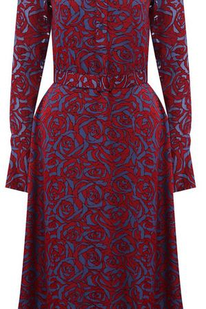 Приталенное платье из вискозы с поясом и принтом Poustovit Poustovit w19P-5319