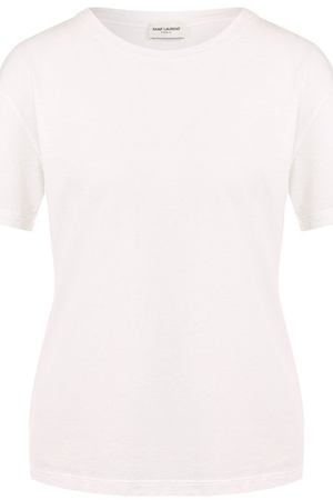 Однотонная хлопковая футболка с круглым вырезом Saint Laurent Saint Laurent 497115/Y2ZJ2 вариант 2