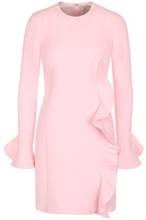Однотонное мини-платье из смеси шерсти и шелка с оборкой Valentino Valentino QB2VAIR51CF купить с доставкой