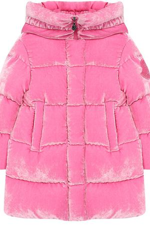 Пуховое пальто с текстильной отделкой и капюшоном Moncler Enfant Moncler D2-954-49931-05-549GN/4-6A