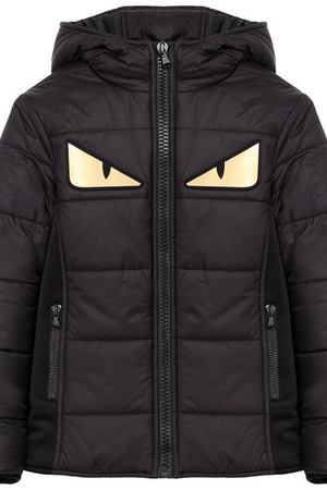 Стеганая куртка на молнии с капюшоном и аппликацией Fendi Fendi JUA048/5A3/6A-8A