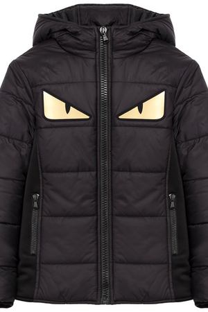 Стеганая куртка на молнии с капюшоном и аппликацией Fendi Fendi JUA048/5A3/6A-8A
