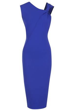 Платье-футляр асимметричного кроя с драпировкой Victoria Beckham Victoria Beckham DR FIT 6105B PAW17 MATT HVY RIB JERSEY купить с доставкой