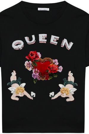Хлопковая футболка с декоративной отделкой Dolce & Gabbana Dolce & Gabbana L5JTBE/G7QKI/8-14 вариант 2