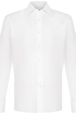 Однотонная рубашка из смеси хлопка и льна Canali Canali 705/GA00325/CS купить с доставкой