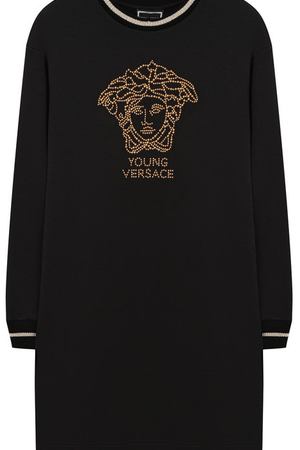 Хлопковое мини-платье со стразами Young Versace Young Versace YVFAB424/YFE130/8A-S вариант 2 купить с доставкой