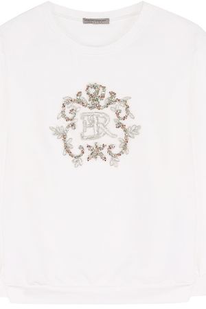 Хлопковый свитшот с вышивкой бисером и кристаллами Ermanno Scervino Ermanno Scervino 42 I FL08/10-16