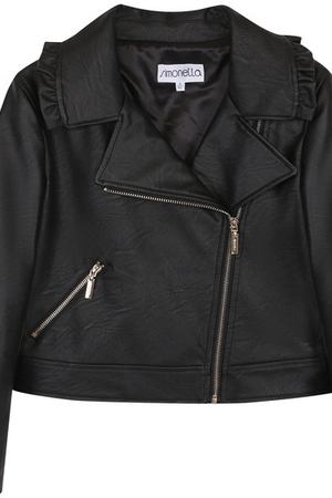 Кожаная куртка с косой молнией и оборками Simonetta Simonetta 1I2011/IX420/4-6 купить с доставкой