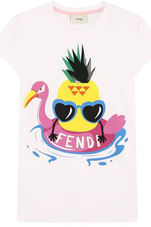 Хлопковая футболка с принтом Fendi Fendi JFI109/7AJ/6A-8A