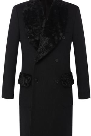 Кашемировое пальто с меховой отделкой воротника Dolce & Gabbana Dolce & Gabbana G005DZ/FU2D1