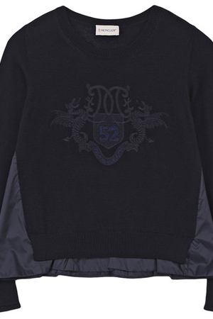 Шерстяной свитер с декоративной отделкой Moncler Enfant Moncler C2-954-90525-55-9699D/8-10A купить с доставкой