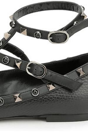 Кожаные балетки Rockstud с ремешками Valentino Valentino LW2S0376/N03 купить с доставкой