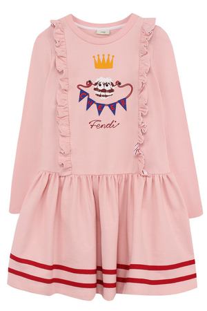 Хлопковое платье с оборками и контрастной вышивкой Fendi Fendi JFB144/5V0/6A-8A вариант 2