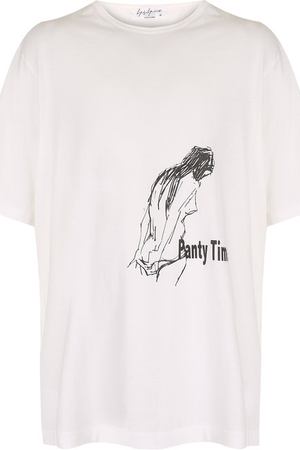 Хлопковая футболка свободного кроя с принтом Yohji Yamamoto Yohji Yamamoto HK-T21-077 купить с доставкой