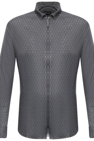 Хлопковая рубашка на молнии Giorgio Armani Giorgio Armani 8WGCCZ5H/JZ055 купить с доставкой