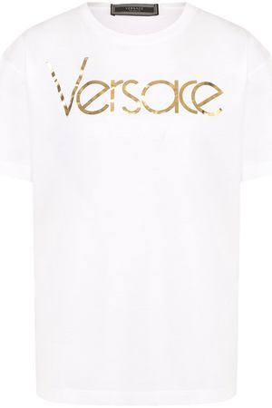 Хлопковая футболка прямого кроя с логотипом бренда Versace Versace A79798/A201952 вариант 2