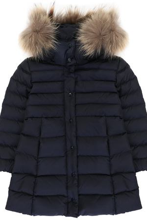 Пуховое пальто с капюшоном и меховой отделкой Moncler Enfant Moncler C2-954-49392-25-54155/4-6A