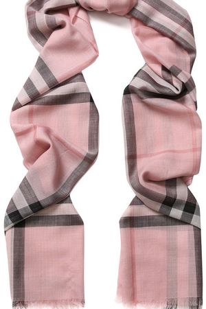 Шарф в клетку из смеси шелка и шерсти Burberry Burberry 4001363 вариант 3
