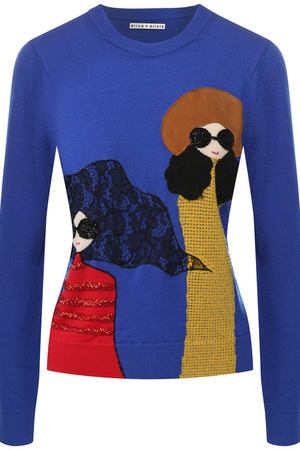 Шерстяной пуловер с вышитым принтом Alice + Olivia Alice + Olivia CC807S32722