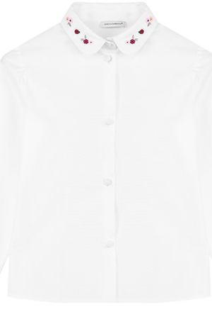 Хлопковая блуза прямого кроя с вышивкой Dolce & Gabbana Dolce & Gabbana 0131/L52S95/FUEAJ/2-6
