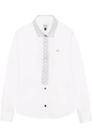 Хлопковая рубашка с отделкой Armani Junior Armani Junior  6Y4C04/4NEAZ/11A-16A вариант 2 купить с доставкой