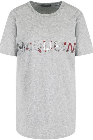 Хлопковая футболка с круглым вырезом и логотипом бренда Alexander McQueen Alexander McQueen 507119/QKZ08