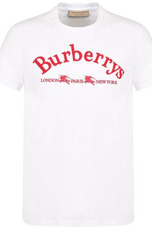 Хлопковая футболка с круглым вырезом и логотипом бренда Burberry Burberry 8002724