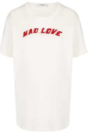 Хлопковая футболка с круглым вырезом и надписями Givenchy Givenchy BW704V3Z0S купить с доставкой