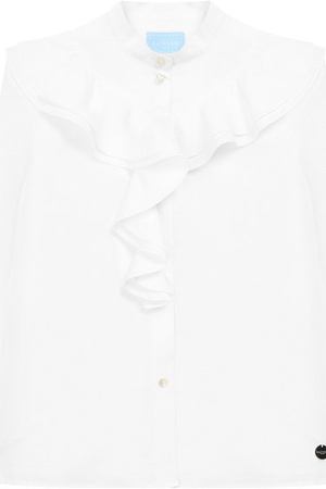 Хлопковая блуза с оборками и воротником-стойкой Lanvin Lanvin 4J5520/JA850/6-9