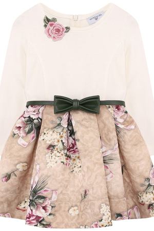 Платье с фактурной отделкой на юбке и поясом Monnalisa Monnalisa 112905 вариант 2